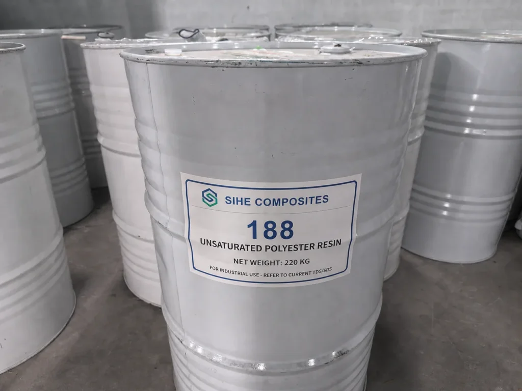 SIHE 188 sanitary ware and artificial stone resin in a 220 kg steel drum