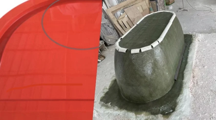 Red mould surface and composite mould shell